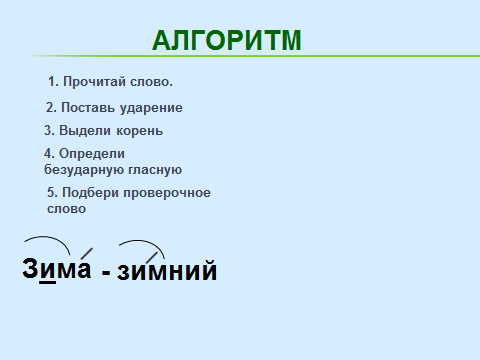 Урок по русскому языку «Правописание безударных гласных в корне слова» (3 класс)