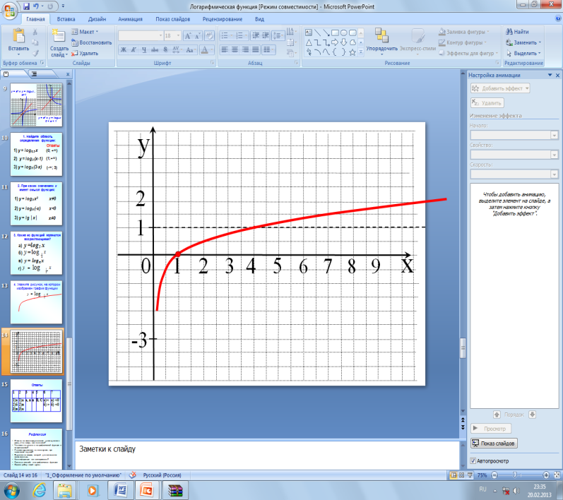 Урок по теме Логарифмическая функция, ее свойства и график