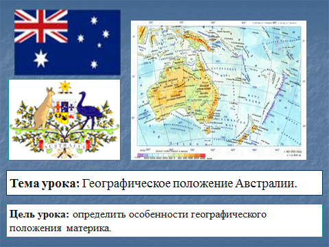 Конспект урока по теме: Географическое положение Австралии.