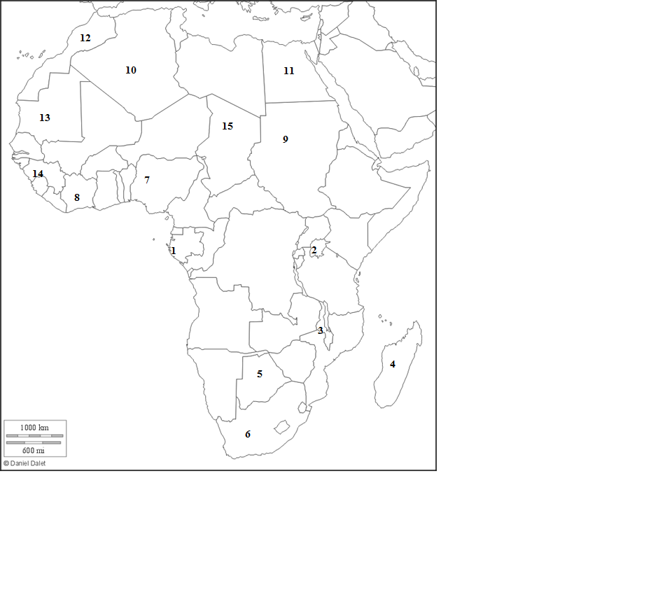 Контурная карта африка подписать