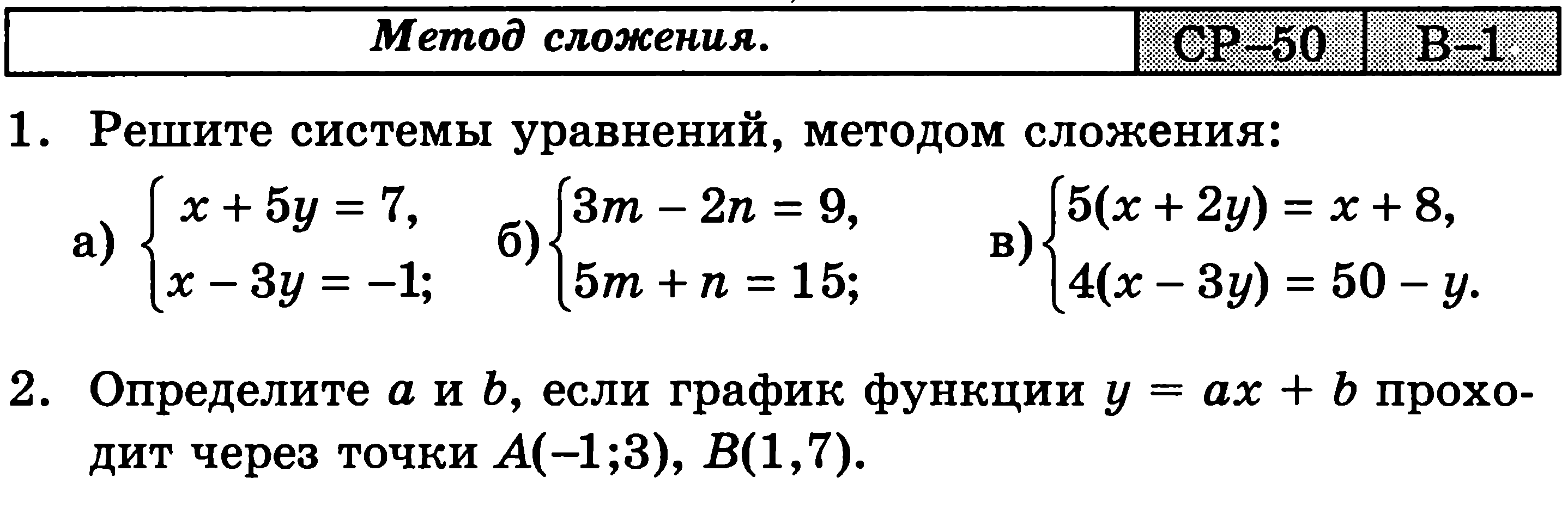 Алгоритм решения методом сложения