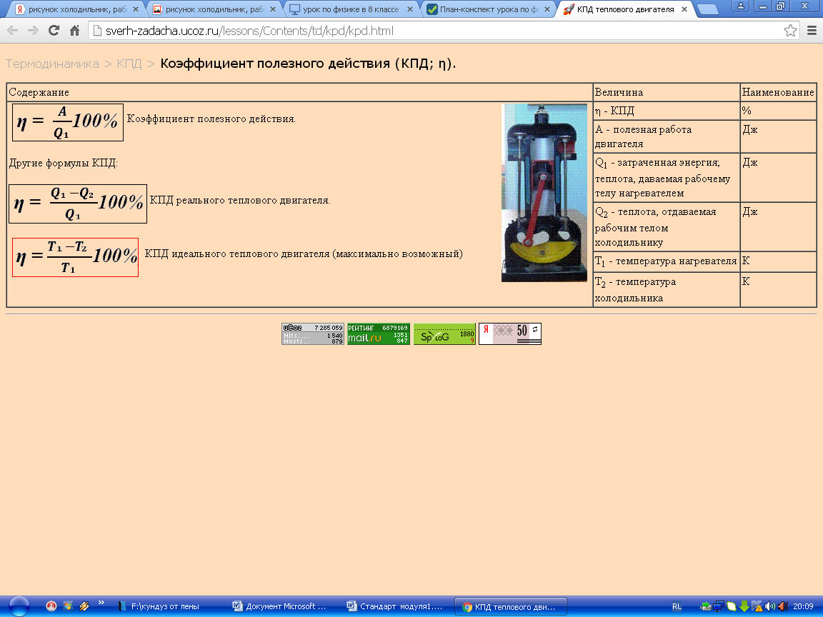 Урок на тему: Тепловые двигатели. КПД