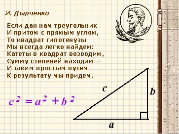 Урок Теорема Пифагора с применением познавательных УУД
