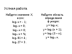 Конспект урока и тест по теме Решение логарифмических уравнений и неравенств
