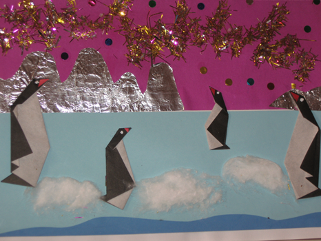 Конспект урока ИЗО искусства и художественного труда Пингвины на льдине (2 класс)