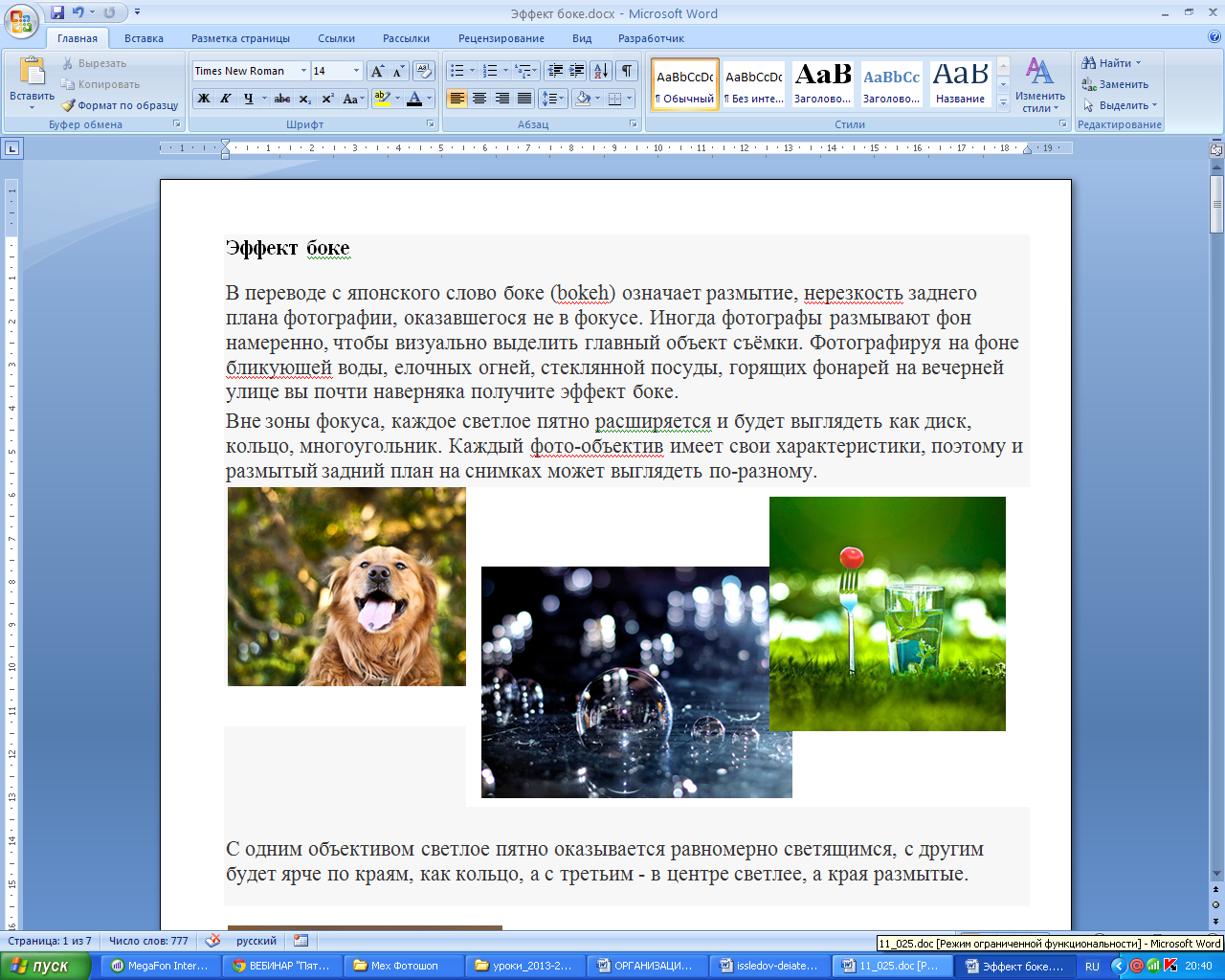 Статья Использование графического редактора Adobe PhotoShop в проектно-исследовательская деятельность учащихся