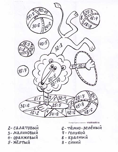 Для уроков математики.Математические раскраски Таблица умножения