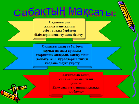 План-конспект урока по казахскому языку Жалқы және жалпы есім