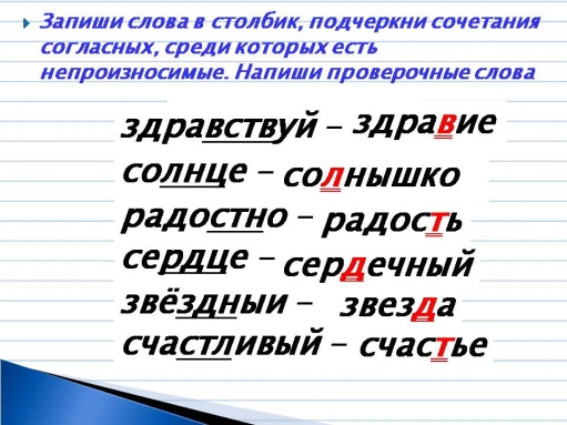 Технологическая карта урока. Предмет: Русский язык. 3 класс. (Система Л. В. Занкова.) Тема: Слова с непроизносимыми согласными.