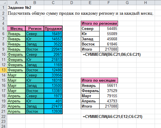 Задания по Excel (5 заданий)