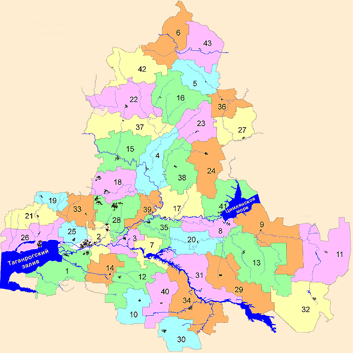 Административная карта Ростовской области