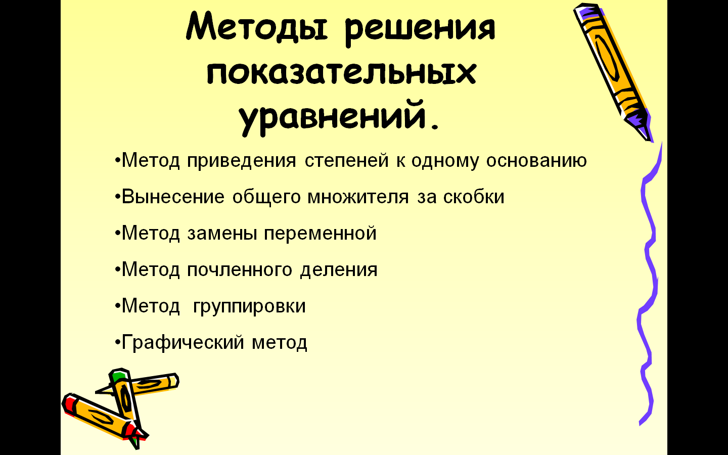 Методическая разработка для проведения занятия по теме: «Пик знаний по решению показательных уравнений и неравенств».