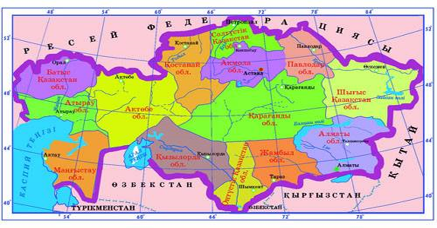 Казакстан облыстары карта