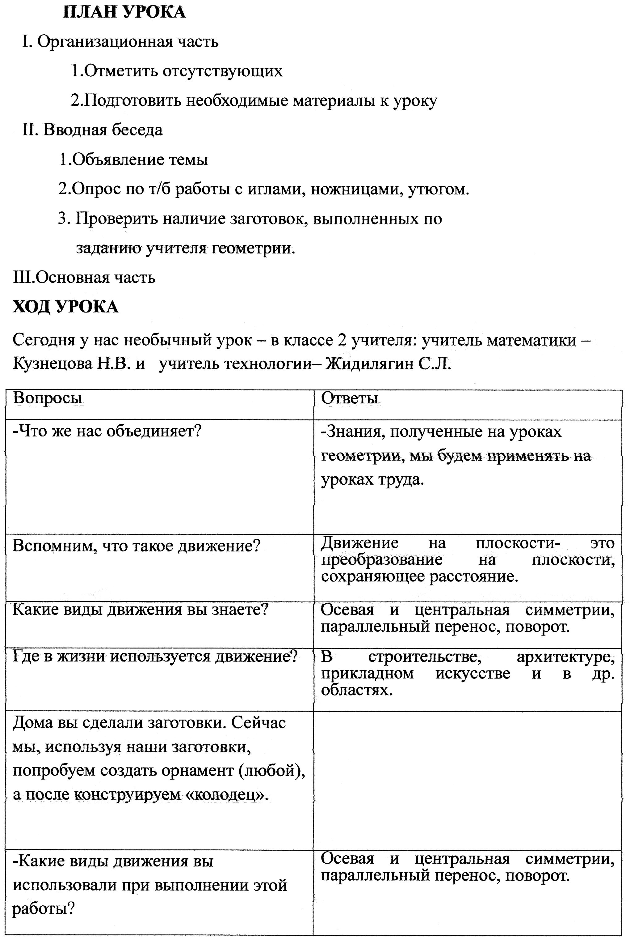 Открытый урок по технологии и геометрии в 10 классе на тему «Лоскутная салфетка».