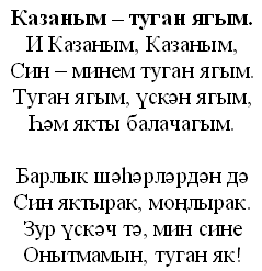 Урок по татарскому языку на тему Татарстан - минем туган җирем