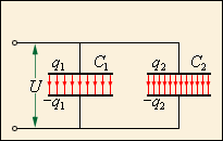 Последовательное и параллельное содинение конденсаторов.