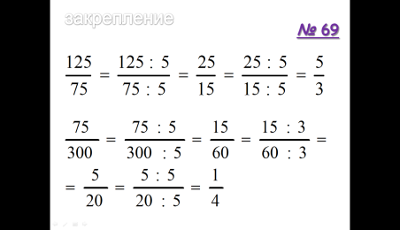 Конспект урока математики по теме Сокращение дробей