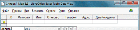 Учебно-методическое пособие по освоению технологий работы в СУБД LibreOffice Base