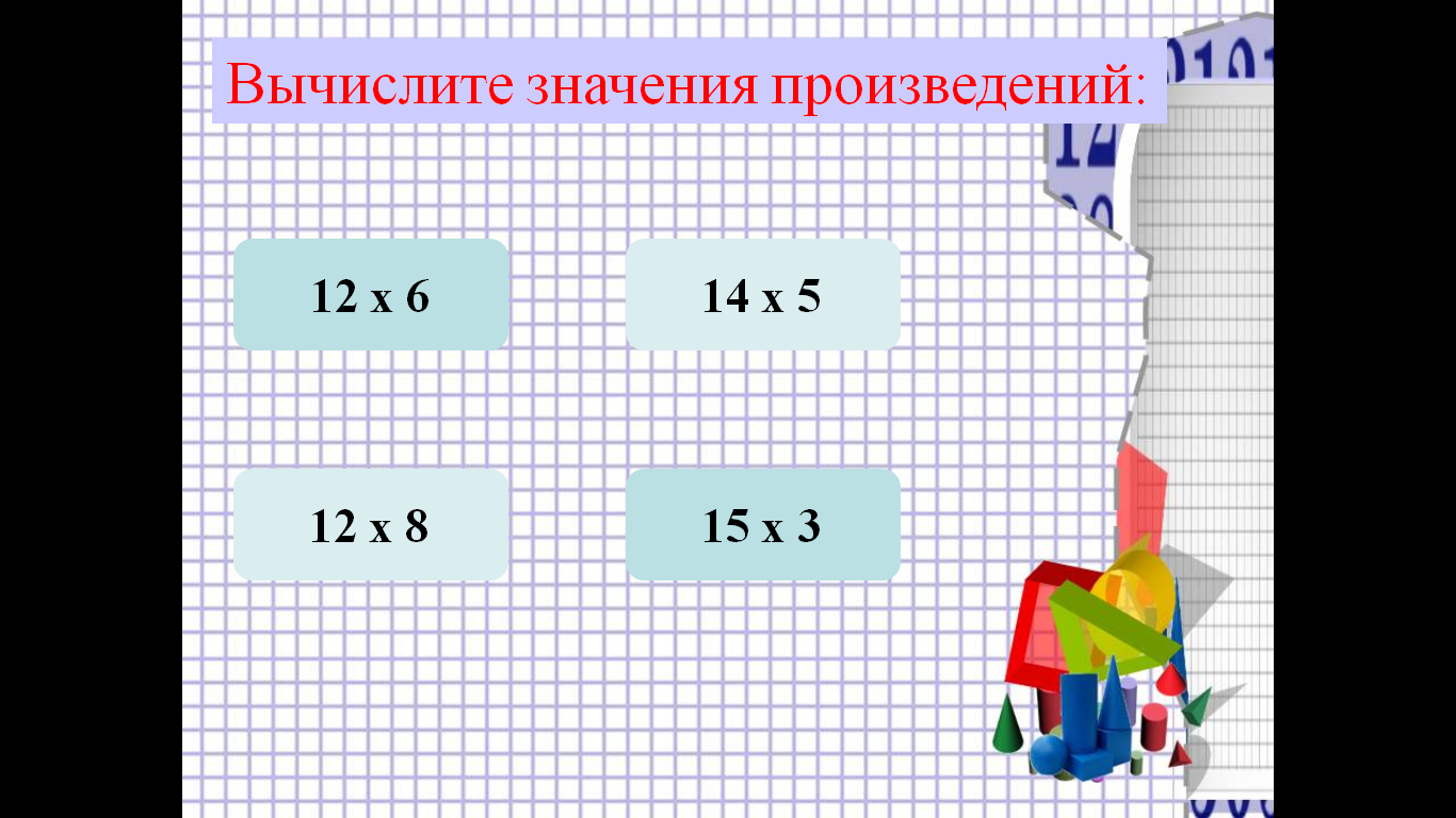 Конспект урока математики с презентацией на тему Умножение двузначного числа на однозначное (3 класс)