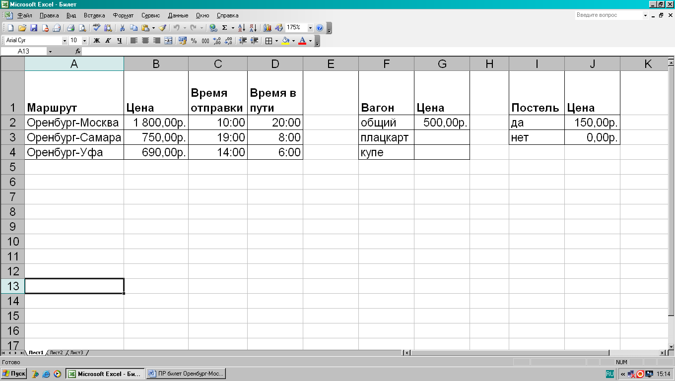Практическая работа по информатике по теме «Excel»