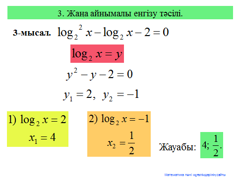 Логарифмдік теңдеу және оны шешу жолдары ашық сабақ