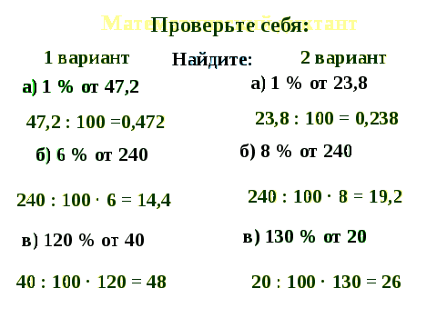 Урок по теме Проценты